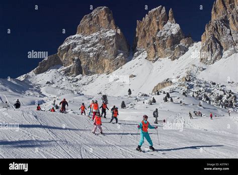 Skiing in the Dolomites Stock Photo - Alamy