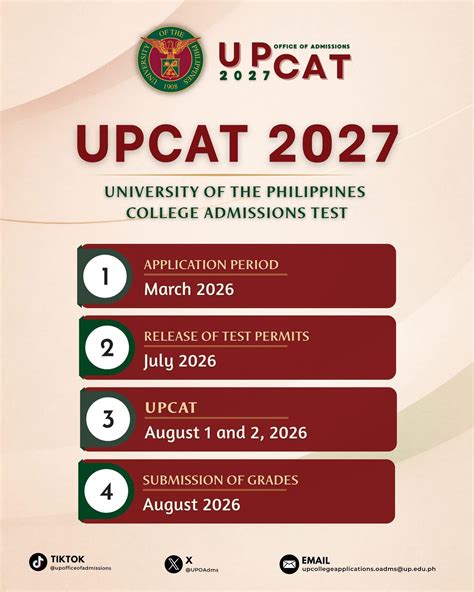 ACTS - UPCAT 2027 Important Dates Applications for UPCAT 2027 will open