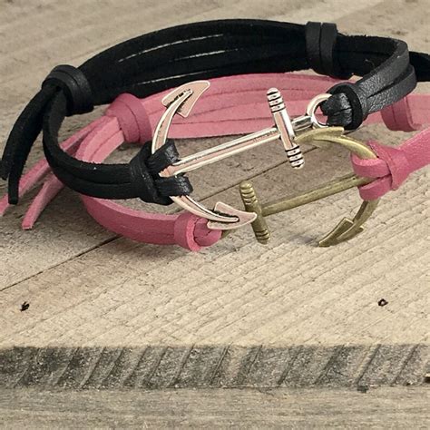 Nautical Bracelet Leather Anchor Bracelet Nautical Jewelry Etsy