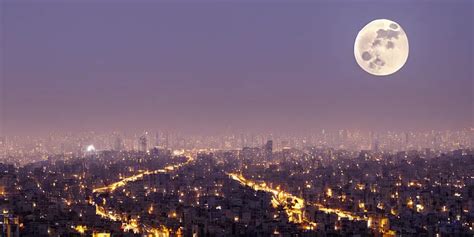 Tehran Skyline In A Winter Night Full Moon In The Stable Diffusion