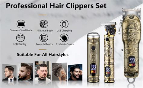 Gsky Hair Clippers For Men T Blade Trimmer Set Professional Cordless