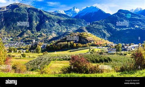 Impressive Alps Mountains Landscape Beautiful Valley Of Castles And