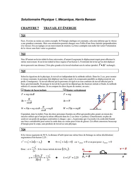 Benson Physique Mecanique Chapitre Solutionnaire Physique