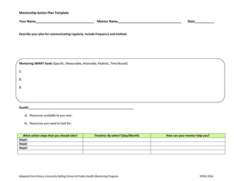 Mentoring Action Plan Template Word