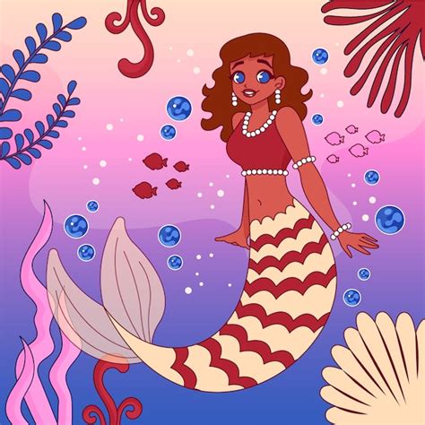 Free Vector Hand Drawn Black Mermaid Illustration