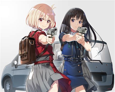 Nishikigi Chisato And Inoue Takina Lycoris Recoil Drawn By Nyoro