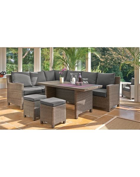 Kettler Palma Casual Dining Corner Set Dark Oak Slat Table Oyster