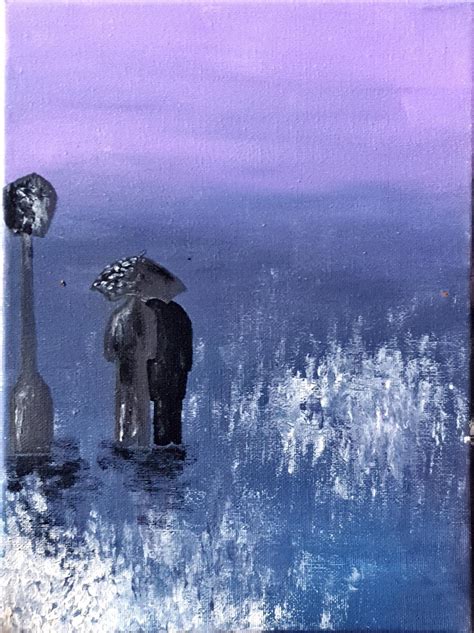 Painting 'people Walking in the Rain - Etsy