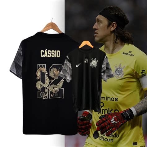 Camisa Goleiro Cássio Corinthians Preta 603 Jogos Dragão Corre Que Ta