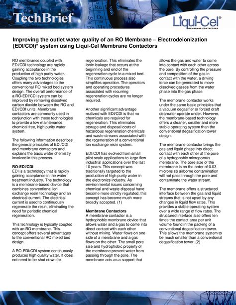 Improving The Outlet Water Quality Of An Ro Membrane Elect