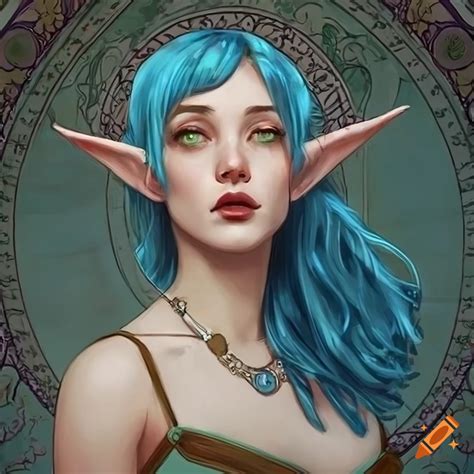 Digital Painting Of A Cute Elf Girl With Short Blue Hair On Craiyon