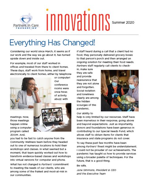 Innovations Newsletter Partners In Care Foundation