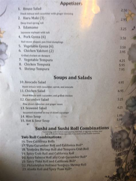 Menu At Mt Fuji Restaurant Louisville