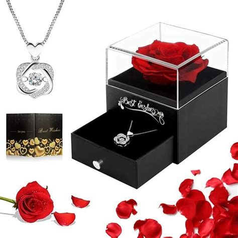 Tokmali Rose Eternelle Coffret Cadeau Rose Eternelle Boîte à Bijoux