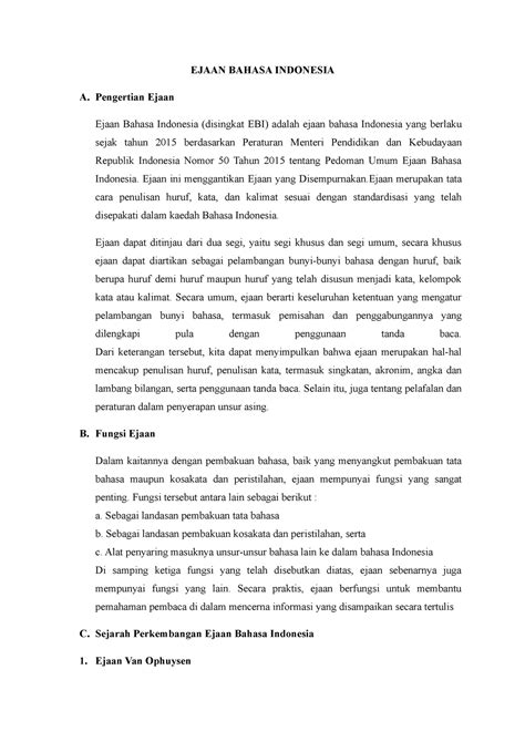 Ejaan Bahasa Indonesia Ejaan Bahasa Indonesia A Pengertian Ejaan