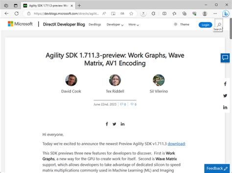 「directx 12 Agility Sdk」がアップデート、av1ビデオのgpuエンコードなどの新機能 窓の杜