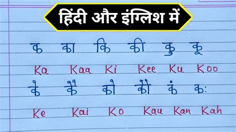 क का कि की हिंदी और इंग्लिश में K Ka Ki Kee Ku Koo In English K Ka Ki Youtube