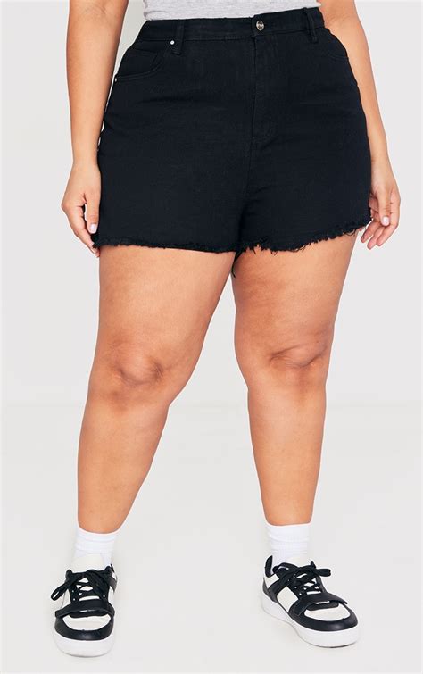 Plus Shelby High Waisted Black Denim Shorts Plus Size Prettylittlething