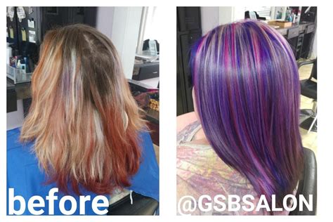 Before And After Hair Color Pravana Vivids Purple Blue Pink Magenta Highlight Lowlight Hair