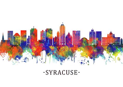 Syracuse New York Skyline Mixed Media By Nextway Art Fine Art America