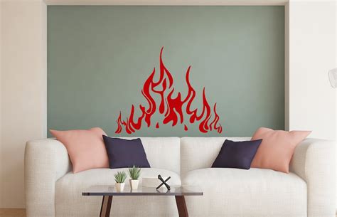 Fire Wall Decals Flame Wall Decal Fireplace Vinyl Stickers Home Decor Fire Flame Art Bedroom ...