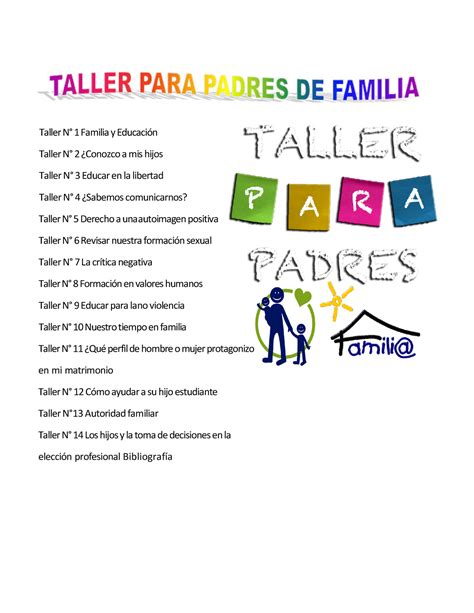 Talleres Para Padres De Familia Taller N Familia Y