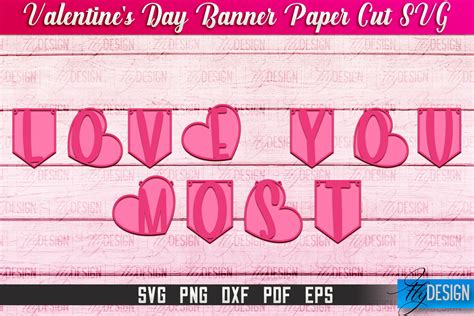 Valentine's Day Banner Paper Cut | Paper Banner SVG | Love Design SVG ...