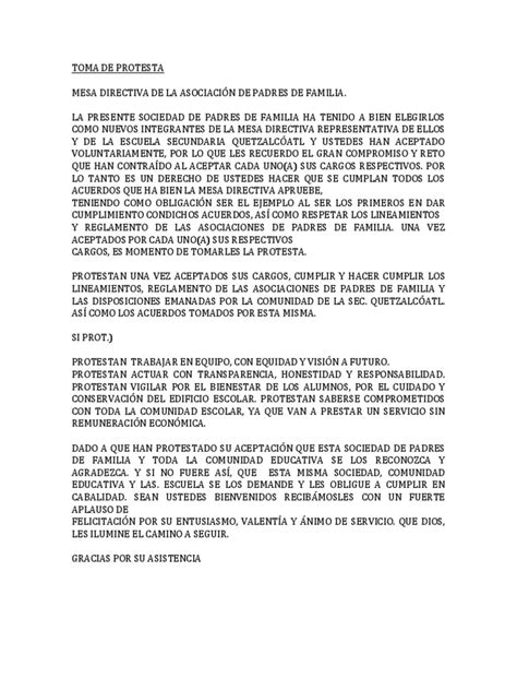 Toma De Protesta Pdf