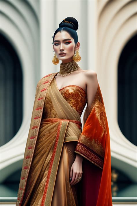 Lexica Hyperrealistic Haute Couture Fashion Model Wearing Sabyasachi