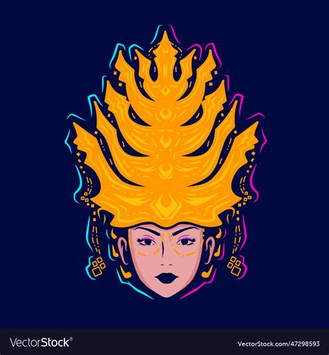 Batak costume people woman art logo colorful Vector Image