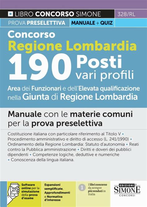 Manuale Concorso Regione Lombardia 190 Funzionari Edizioni Simone