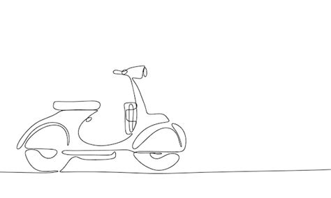 Premium Vector One Line Continuous Moped Scooter Line Art Transport