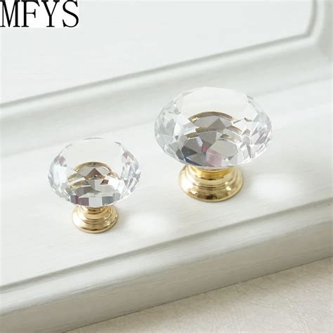 Gold Clear Glass Knobs Crystal Knob Dresser Pulls Drawer Knobs Pulls Handles Kitchen Cabinet