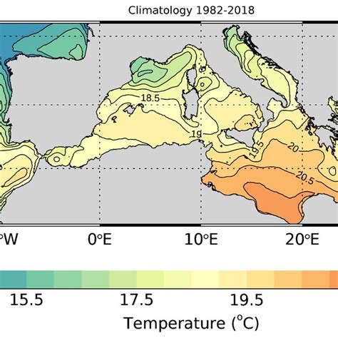 Mean Sea Surface Temperature Sst Field ∘c From 1982 To 2018 In The