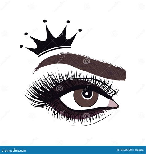 Hermoso Logo Con Pestañas De Ojos Y Cejas De Mujeres Con Corona