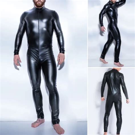 COMBINAISON HOMME EN cuir PVC noir hermétique zippée look humide