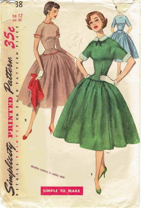 50s Swing Dress Pattern Simplicity 1238 Simple To Make Dropped Etsy