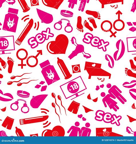 Sex Theme Red And Pink Icons Seamless Pattern Stock Vector Image 52874374