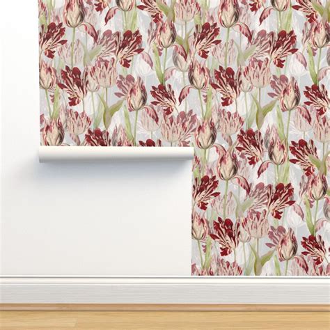 Floral Wallpaper Dutch Tulip by Utart Botanical Victorian - Etsy