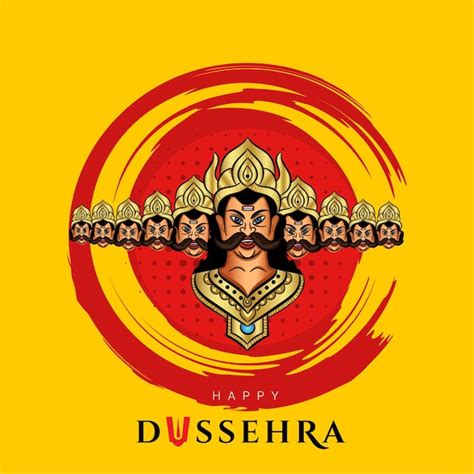 Premium Vector | Happy dussehra greeting with ravana head illustration