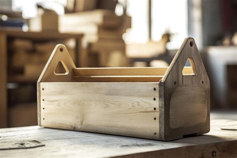 Front View Carpentry Wooden Tool Box Premium Ai Generated Image