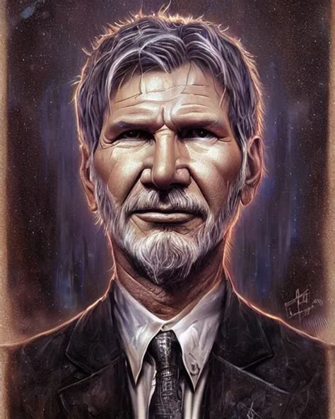 Lovecraft Biopunk Portrait Of Harrison Ford By Tomasz Stable