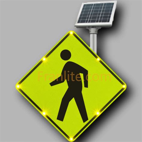 Solar Flashing Led Pedestrian Crossing Sign Square Franlite