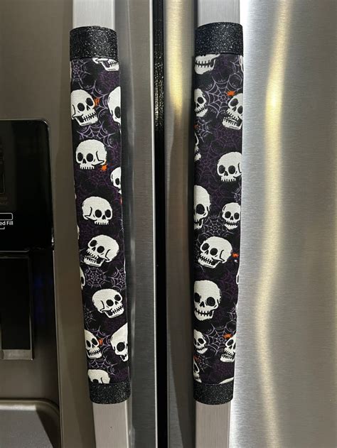 Refrigerator Door Handle Covers Set Of 2 Tossed Skull Heads Etsy In