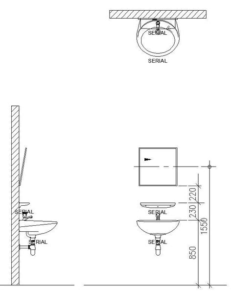 Wall Basin Of Bathroom Details In Autocad Dwg File Cadbull