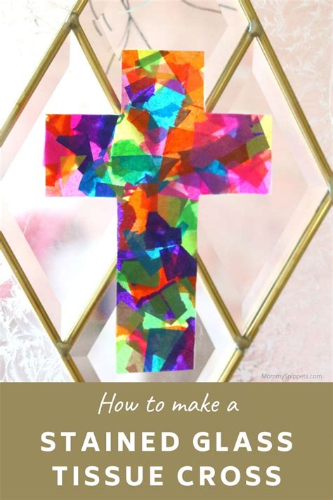 An Easy to Make Stained Glass Cross Craft Using Tissue Paper