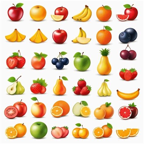 Premium Vector Fruit Bar Vector Set White Background Isolated