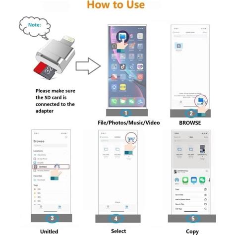 Lecteur De Cartes Tf Pour Iphone Ipad Adaptateur De Carte Micro Sd