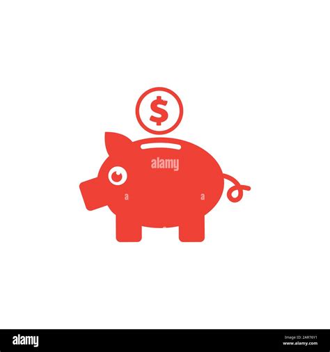 Piggy Bank Red Icon On White Background Red Flat Style Vector