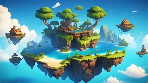 Premium Photo Floating Islands Game Background Level Design